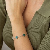 Silver bracelet "Clover" with malachite 141645 Onix 20