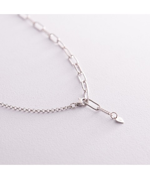 Silver necklace "Chain with ball" 181227 Onix 45