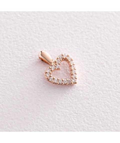 Gold pendant "Heart" (diamond) pb0175nl Onyx