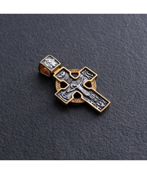 Серебряный крест "Распятие" с позолотой 132397 Онікс