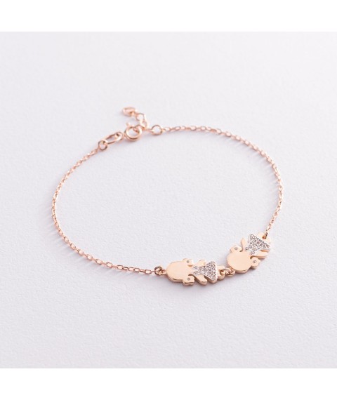 Gold bracelet "Girls" (cubic zirconia) b04821 Onix 18