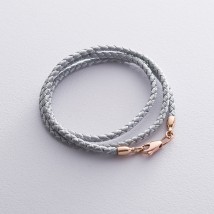 Silk silver cord with a smooth gold clasp (3mm) count00936 Onix 50