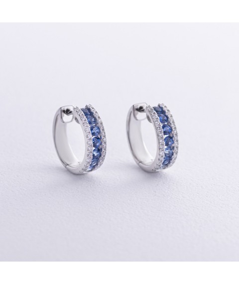 Gold earrings - rings (diamonds, sapphires) sb0503nl Onyx