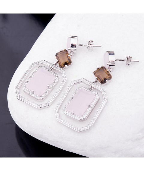Silver earrings with cubic zirconia 121288 Onyx