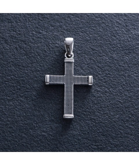 Серебряный крест "Спаси и сохрани" 133105 Онікс