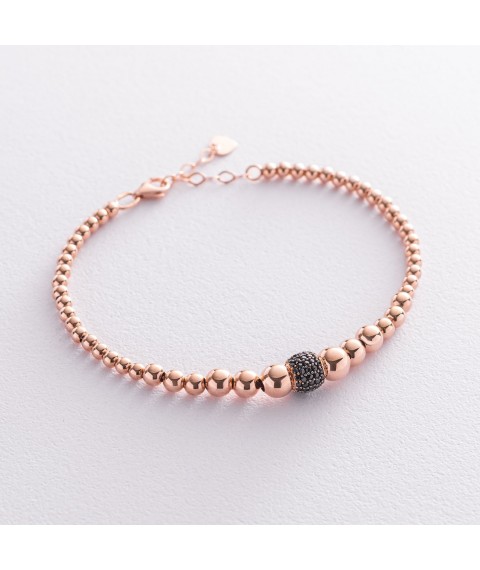 Bracelet "Balls" in red gold (black cubic zirconia) b04698 Onyx 20