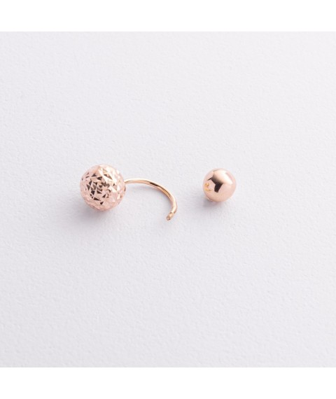 Серьги "Шарики" в красном золоте с09322 Онікс