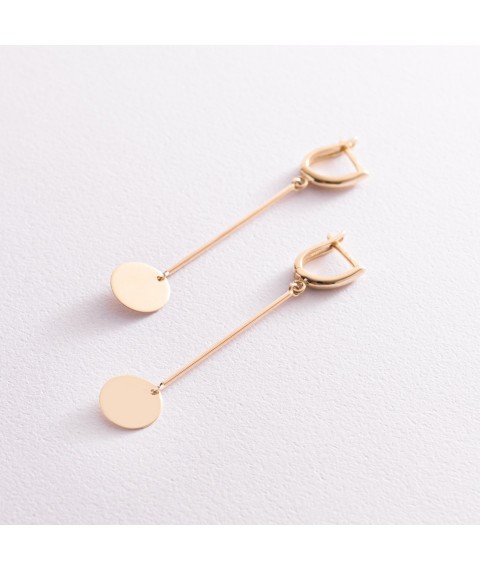 Earrings "Coins" in yellow gold s07583 Onyx