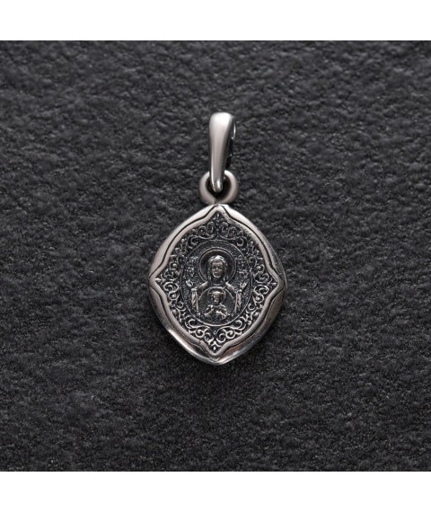 Silver amulet "Image of the Mother of God "The Sign" 132968 Onyx