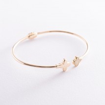 Gold bracelet "Clover" (cubic zirconia) b04494 Onyx