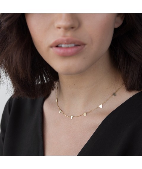 Gold necklace "Triangles" count01454 Onyx 45