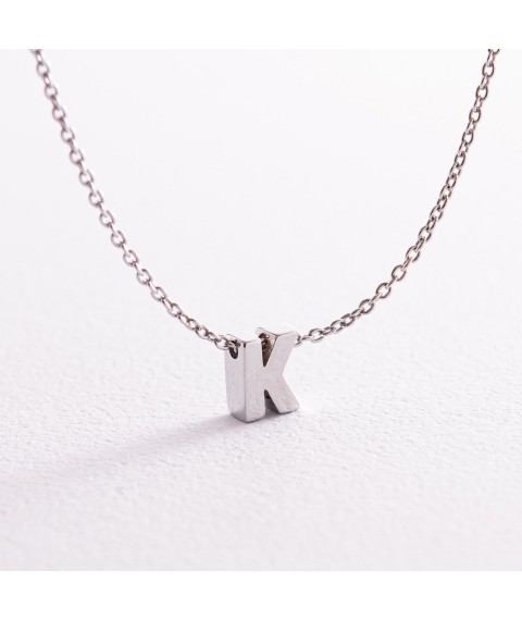Silver necklace with the letter "K" 1105 K Onix 45