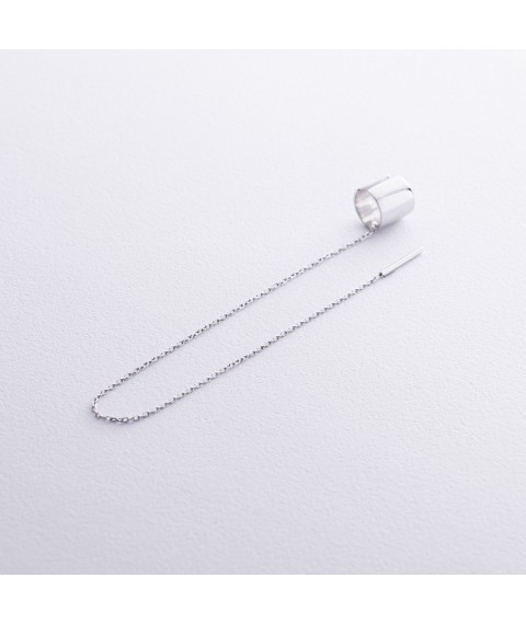 Earring - cuff with chain (white gold) s08730 Onyx