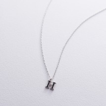 Silver necklace with the letter H 18620h Onyx 45