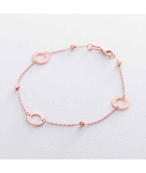 Red gold bracelet b04211 Onyx 19.5