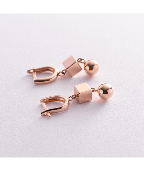 Gold earrings with English clasp s05924 Onyx