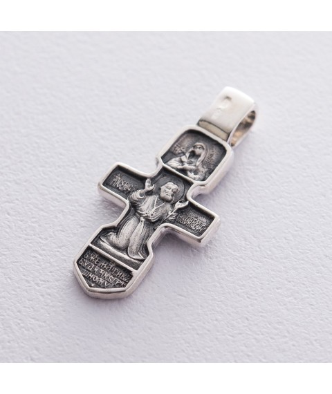 Серебряный православный крест с молитвой 131724 Онікс