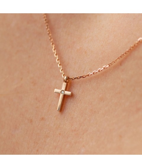 Gold necklace "Cross" with diamond 727862421 Onix 45