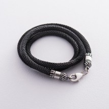 Шелковый шнурок с серебряной застежкой (4мм) 18399 Онікс  55