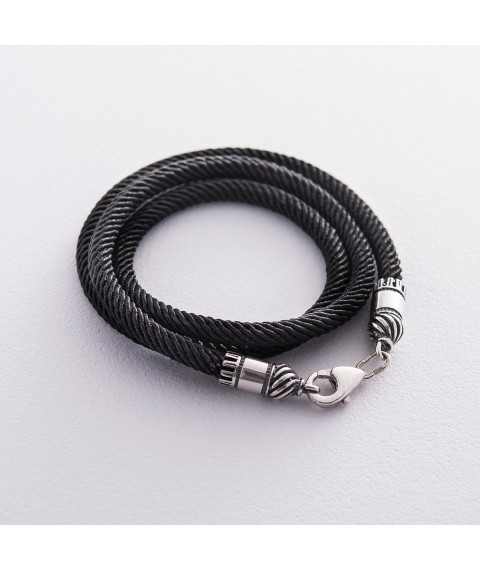 Silk cord with silver clasp (4mm) 18399 Onyx 55