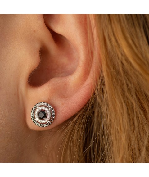 Earrings - studs with diamonds (white gold) 322231121 Onyx