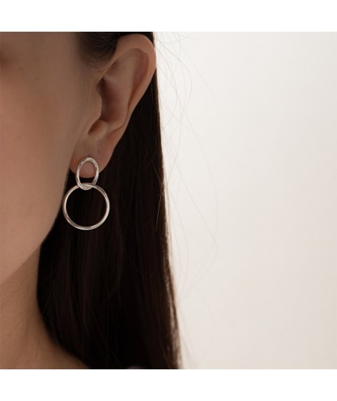 Stud earrings "Rings" in silver 122629 Onyx