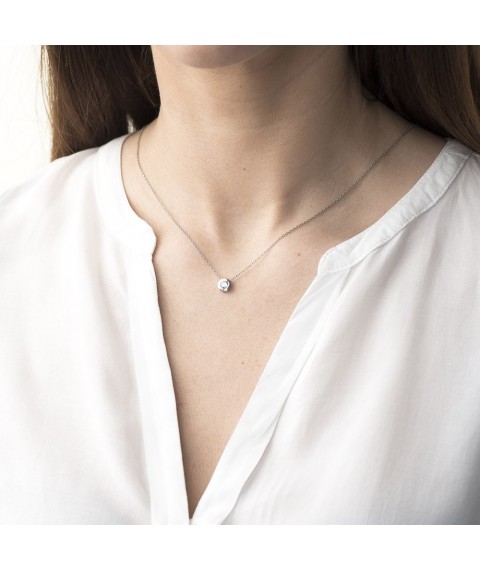 Silver necklace with cubic zirconia 18557 Onyx 35