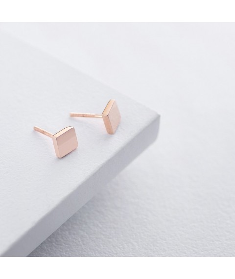 Gold stud earrings "Squares" s06055 Onyx