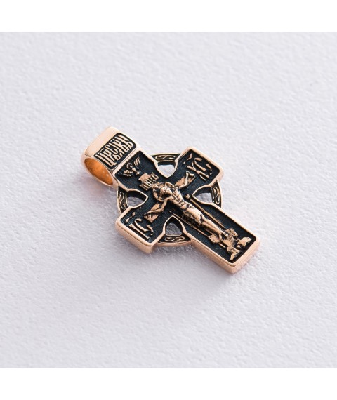 Gold cross with blackening "Celtic" p01852 Onyx