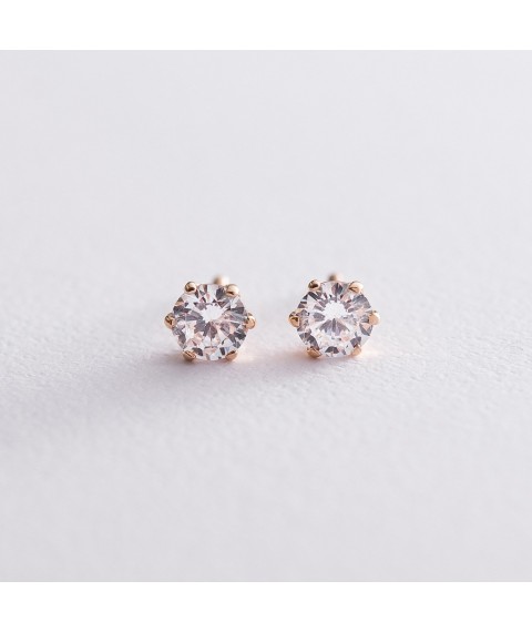 Gold stud earrings with cubic zirconia s02598 Onyx