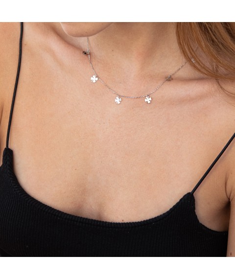 Necklace "Clover" in white gold kol02085 Onyx 47