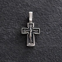 Silver children's cross "Crucifixion. Prayer "Lord, have mercy" 131651 Onyx