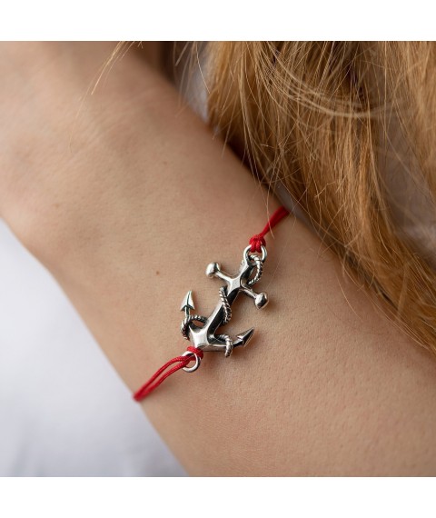 Bracelet with red thread "Anchor" 141312 Onyx 20.5