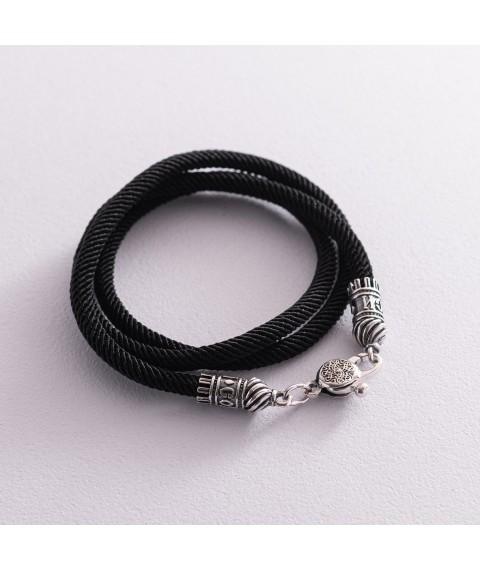 Silk cord "Save and Preserve" with silver clasp (4mm) 18420 Onix 55