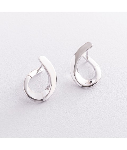 Earrings "Droplets" in white gold s07385 Onix