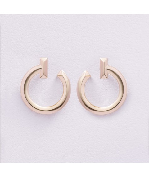 Earrings - studs "Evelyn" in yellow gold s08657 Onyx