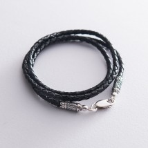Leather cord with silver clasp 18739 Onyx 50