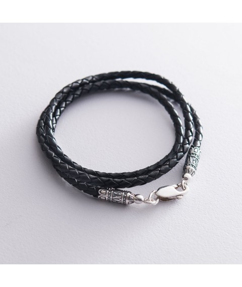 Leather cord with silver clasp 18739 Onyx 50
