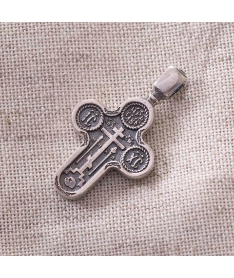 Срібний православний хрест "Голгофський" з (чорнінням) 13364 Онікс