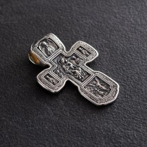 Серебряный православный крест "Распятие Христово. Икона Божией Матери "Толгская" 133006 Онікс