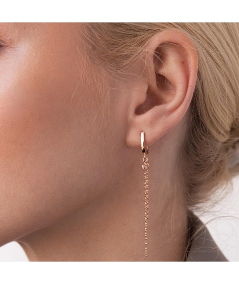 Gold earrings "Balls" with chains s07843 Onyx