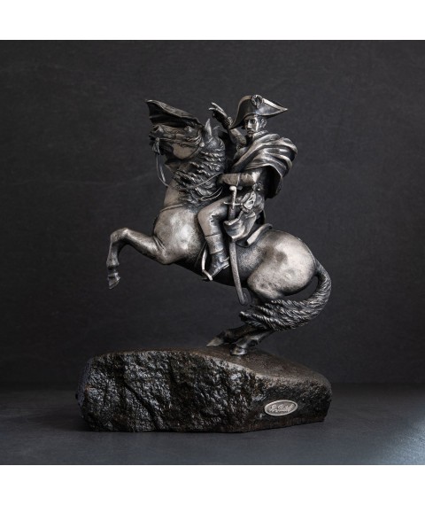 Срібна фігура "Наполеон на коні" ручної роботи 23099d Онікс