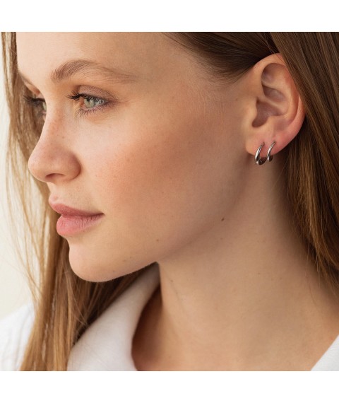 Silver earrings - rings OR138410 Onyx