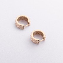 Серьги - кольца в желтом золоте с09006 Онікс