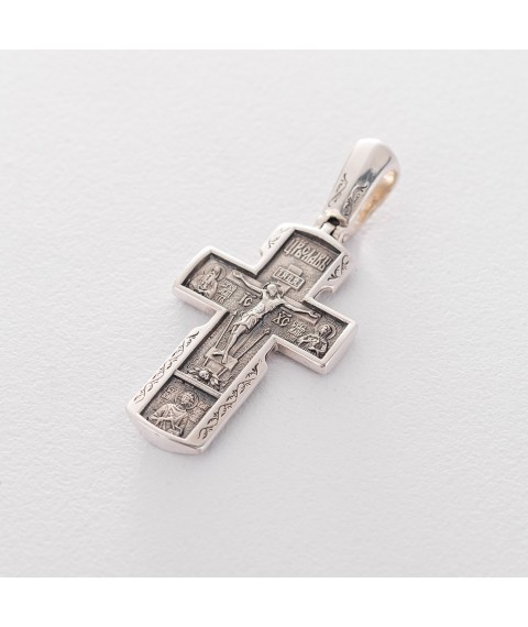 Срібний хрест з чорнінням 132346 Онікс