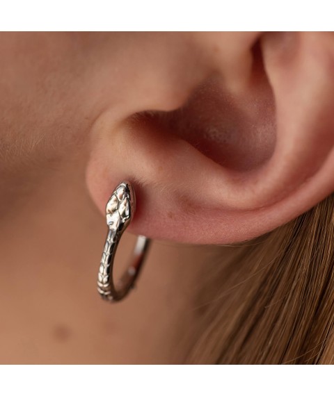 Earrings "Snakes" in white gold s08486 Onyx