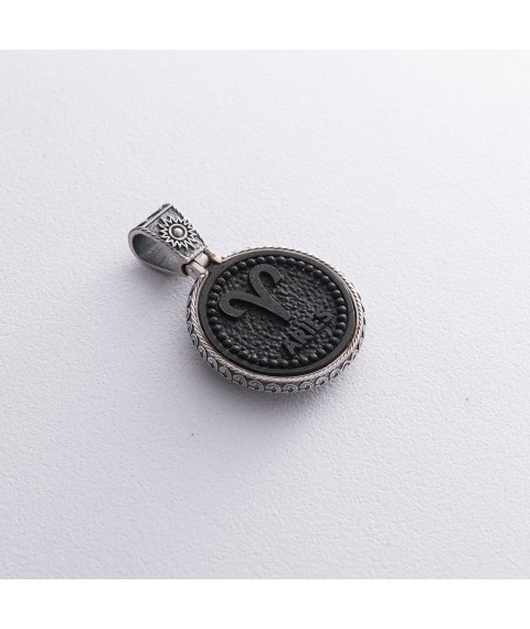 Silver pendant "Zodiac sign Aries" with ebony 1041 Aries Onyx