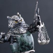 ﻿Срібна фігура ручної роботи "Сова Правосуддя" 23175 Онікс