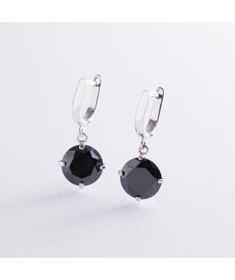 Gold earrings "Attraction" (black cubic zirconia) s05286 Onyx
