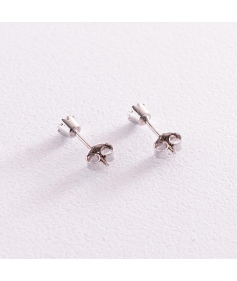 Gold earrings - studs (cubic zirconia) s05853 Onyx